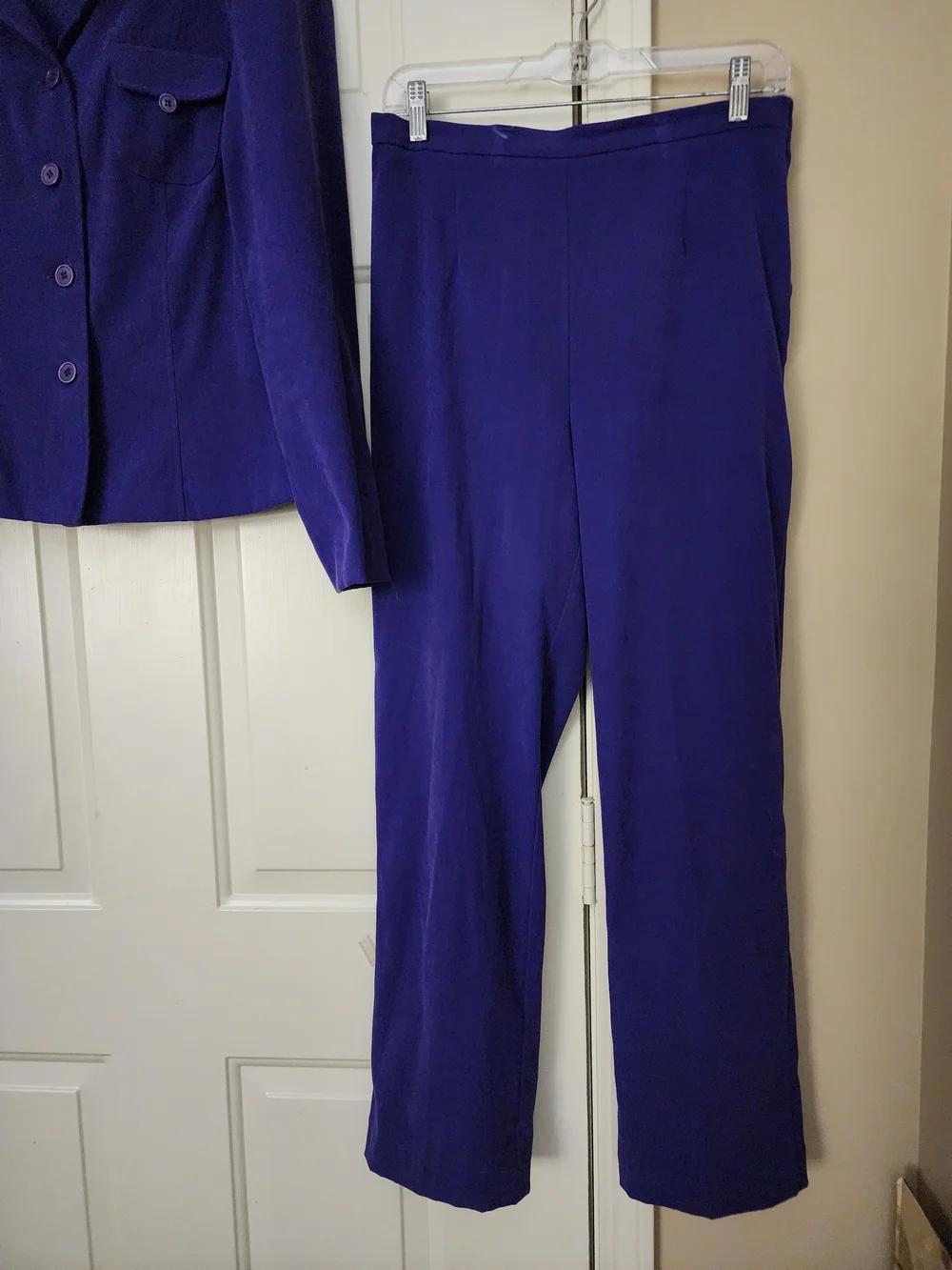 Sag Harbor Royal Purple Two-Piece Pantsuit with Button Jacket Size 10 Tall